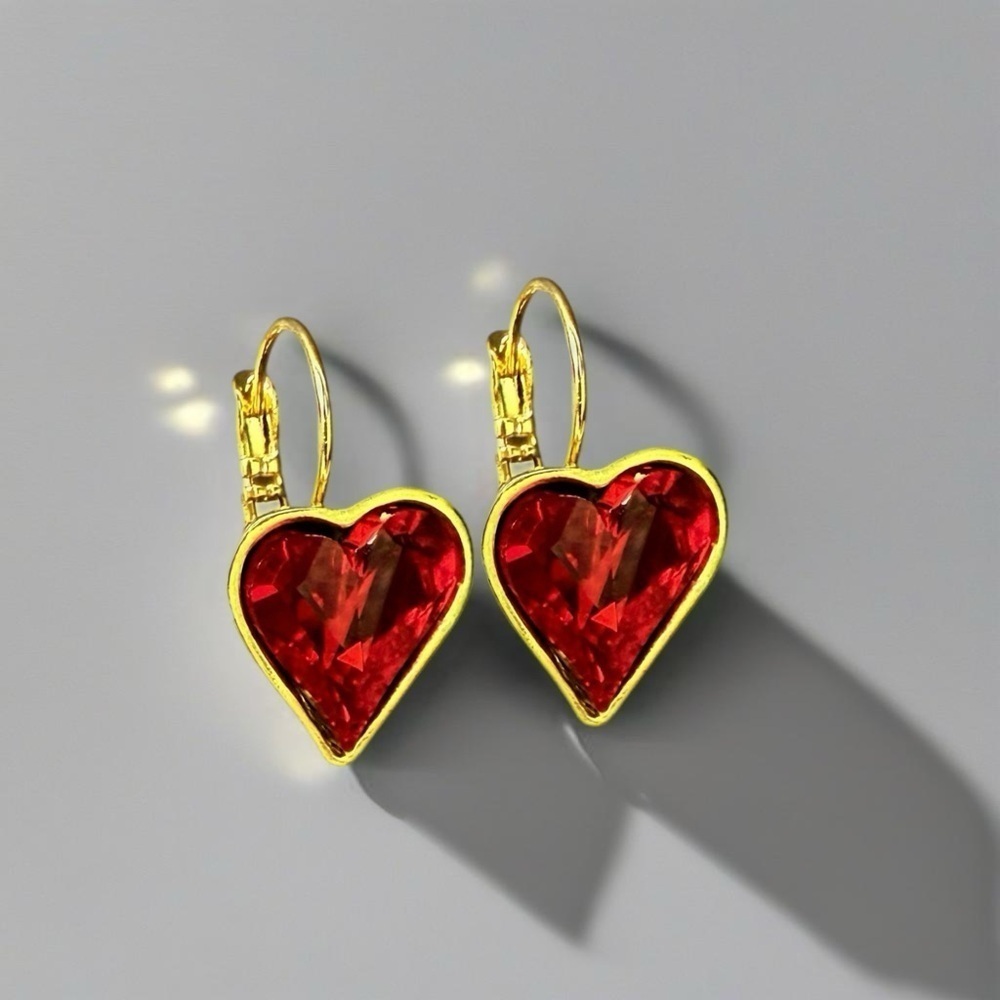 Handcrafted heart earrings with Swarovski crystal - Picture 4 of 7